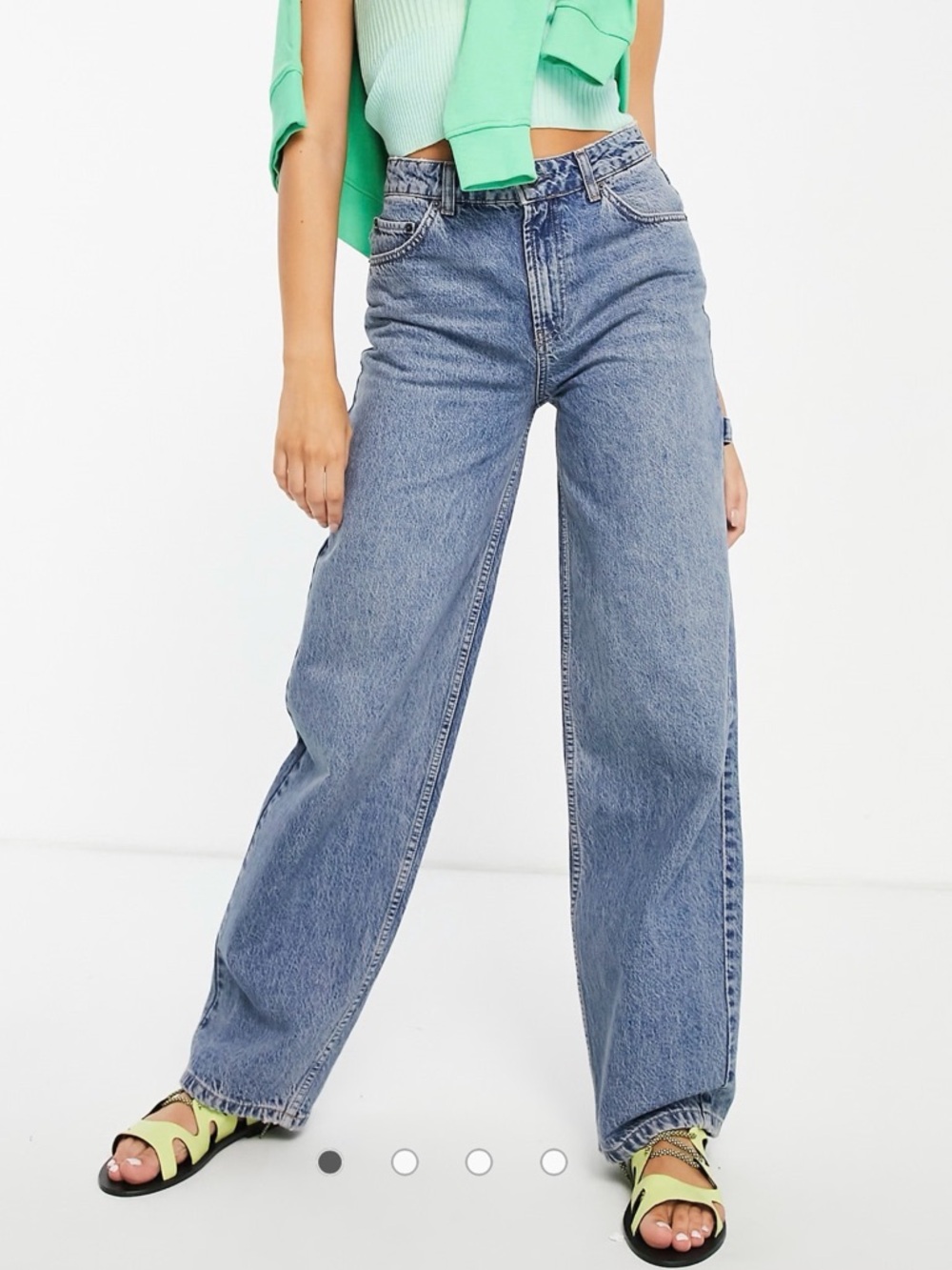 100% Organic Cotton Mid Rise Oversize ‘Skater’ Jeans in Midwash Color - NWOT!